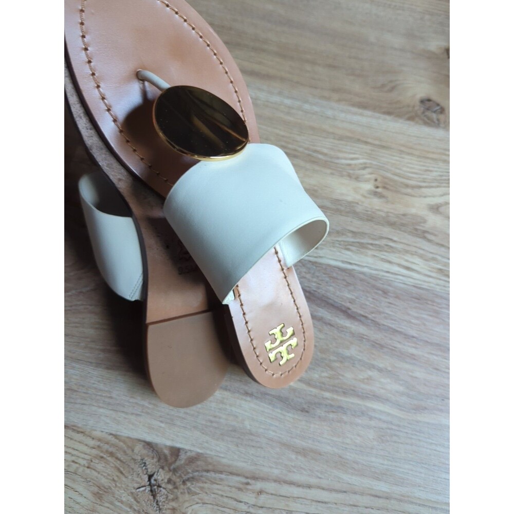 Tory Burch Patos Disk Thong Sandals White Gold Womens 9.5 - Picture 10 of 14